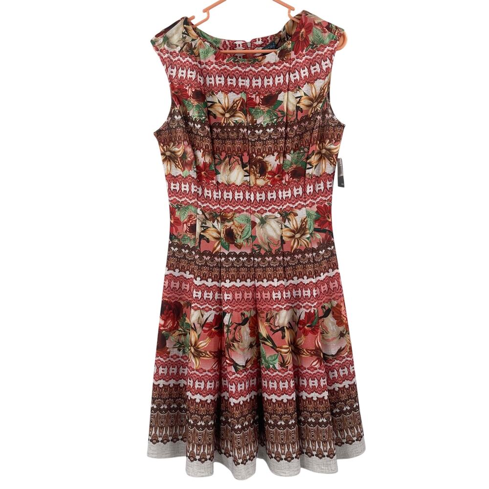 GABBY SKYE Dress Size 10 Fit and Flare NWT Tropical Print Coastal Cocktail Party